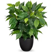 Unyqoos Künstlicher Ficus im Topf, realistische Seidenblätter, 40 cm hoch, Topf 12 x 10,5 cm – pflegeleichte Deko für Wohnraum, Büro & Fensterbank