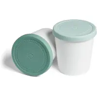 Unyqoos Eisbehälter-Set – 2 Stück, 1 L pro Behälter, BPA‑frei, Kunststoff mit elastischem Silikondeckel, spülmaschinenfest, hell- & dunkelgrau, 13,5×12,1 cm