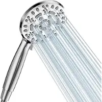 Unyqoos Chrom-Handbrause (ABS) – 8 Strahlarten, druckverstärkende Technologie, wassersparend, selbstreinigende Düsen, werkzeugfreie Montage