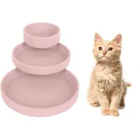 Unyqoos 3er-Set ovale Futternäpfe aus lebensmittelechtem Silikon für Katzen & kleine Hunde – 3 Größen (17,5×2,5 / 15×2,5 / 10×3,5 cm), 5 mm Dicke, 4 Farben