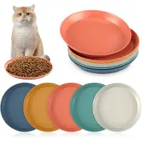 Unyqoos Keramik-Futternapf-Set für Katzen & Kleintiere, 10-teilig – flache Keramikschalen für Nass-/Trockenfutter, inkl. Antirutschmatten