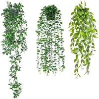 Unyqoos 3er-Set künstliche Hängepflanzen im Topf – dekorative, pflegeleichte Kunstpflanzen aus hochwertigem Kunststoff für Innen & Balkon
