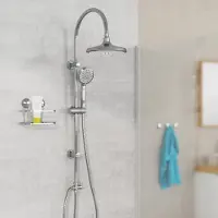 Unyqoos Komplettes Duschset mit Regendusche und Handbrause, höhenverstellbar, Anti-Kalk, Duschstange aus Edelstahl – einfache Montage