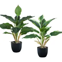 Unyqoos Set: 2 realistische Kunstpflanzen in schwarzem Topf, pflegeleicht, Kunststoff, 41 cm – Dekoration für Wohnzimmer und Büro