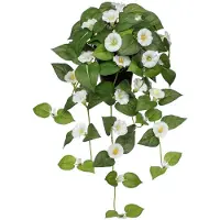 Unyqoos künstliche Hängepflanze mit Blumen – realistische Rankpflanze für Innenräume, 65 cm, Fuchsia, inkl. Kunststofftopf, pflegefrei