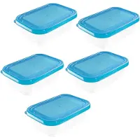 Unyqoos Frischhaltedosen 5‑teilig, 1,5 L pro Dose, BPA‑frei, stapelbar & luftdicht, blau – für Kühlschrank & Gefrierschrank, spülmaschinenfest