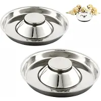 Unyqoos Edelstahl-Futter- & Wassernäpfe, 2er-Set – Ø 30 cm, 1,4 L, hygienische Futter- und Wasserschalen zum gleichzeitigen Füttern mehrerer Welpen