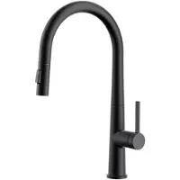 Unyqoos Küchenarmatur – mattschwarz, ausziehbare 40 cm Brause, 360° drehbar, 2‑Strahl‑Funktion, Zinklegierung, spart bis zu 40% Wasser
