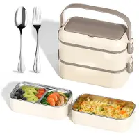 Unyqoos Auslaufsichere Lunchbox 1400 ml – zweilagige Brotdose mit variablen Fächern, BPA‑freies PP & 304 Edelstahl, mikrowellen-/ofengeeignet, inkl. Besteck