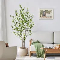 Unyqoos Kunstpflanze Enkianthus – 180 cm, 392 realistische Blätter, pflegeleichte Dekopflanze im weißen Topf für Wohn- & Bürobereich