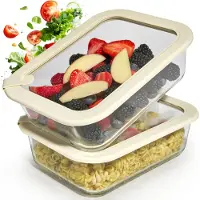 Unyqoos Glas-Frischhaltedosen-Set 2-teilig für Meal-Prep – 2×1520 ml Borosilikatglas, luftdichte Silikondeckel, mikrowellen-, ofen- & gefriergeeignet, transparent
