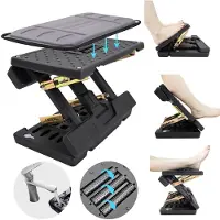 Unyqoos ergonomische, verstellbare Fußstütze mit Massagefunktion – faltbar & tragbar, robuste Metallkonstruktion für Büro, Auto und Reisen, für bessere Haltung