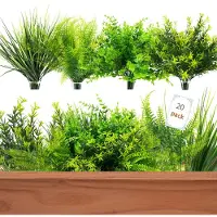 Unyqoos Künstliche Pflanzen-Set – 20 realistische grüne Deko-Pflanzen (36 cm) für Innen & Außen, wartungsfrei, UV-beständig, Kunststoff