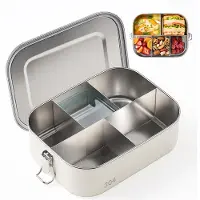 Unyqoos Edelstahl-Lunchbox, 5 Fächer, 1600 ml – auslaufsichere, spülmaschinengeeignete Brotdose für Arbeit & unterwegs