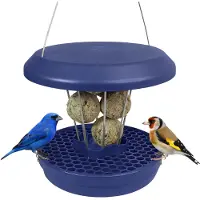 Unyqoos Innovatives Vogelfutterhaus mit Auffangschale & Nagerschutz – wetterfestes ASA mit UV-Schutz, Edelstahlstäbe, Platz für 7 Meisenknödel à 85 g, für Garten & Balkon