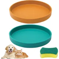 Unyqoos Flache Silikon-Futterschalen 2er-Set – lebensmittelecht & BPA-frei, spülmaschinenfest, leicht zu reinigen, für Katzen, Hunde & kleine Haustiere