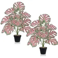 Unyqoos Künstliche Monstera-Pflanze 65 cm – 12 realistische Blätter, pflegefrei & waschbar, flexible Metallstiele/-blätter, Deko für Zuhause & Büro