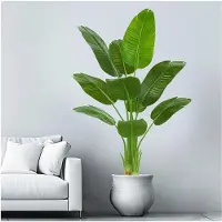 Unyqoos Künstliche Pflanze 150 cm – realistische Bananenblätter, 9 detailreiche Zweige, wasserabweisende Polyesterblätter, Kleimix-Pflanzgefäß, rostfreie Metallverstärkung
