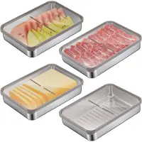 Unyqoos 4er-Set Edelstahl-Frischhaltedosen mit luftdichten PP-Deckeln – Vorratsboxen für Kühlschrank, Sichtdeckel, spülmaschinenfest