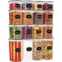Unyqoos Vorratsdosen-Set 16-tlg., luftdicht & BPA-frei – 4×2,0 l / 8×1,4 l / 4×0,8 l, transparent, stapelbar, inkl. 20 wiederverwendbare Etiketten + weißer Marker