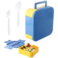 Unyqoos Kinder-Lunchbox 1200 ml, auslaufsicher – 3 Fächer, BPA-frei, lebensmittelechter PP, Silikon-Dichtung, mikrowellen- & spülmaschinengeeignet, Tragegriff