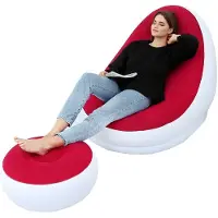 Unyqoos Aufblasbarer Lounge-Sessel mit Fußhocker, Flocking-Oberfläche & dickem PVC, ergonomisch, Schnellventil, für drinnen & draußen