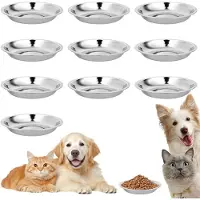 Unyqoos 10er-Set Edelstahl-Katzennäpfe – rutschfest, spülmaschinenfest, flach-breit & schnurrhaarschonend, Futter- und Wassernapf, stapelbar