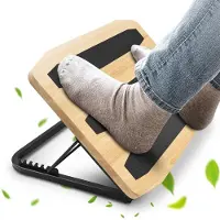 Unyqoos Ergonomische Fußstütze aus Holz mit Stahlrahmen – 7-fach höhenverstellbar, 0–32° Neigung, 3 rutschfeste Gummistreifen | Homeoffice & Büro