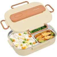 Unyqoos 1500 ml Bento-Lunchbox – 3 Fächer, auslaufsicher, Edelstahl 304 innen, BPA-frei außen, inkl. Besteckset, mikrowellen- & spülmaschinenfest