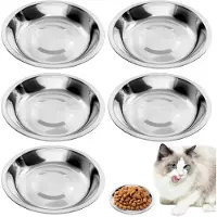 Unyqoos 5er-Set Edelstahl-Futternäpfe für Katzen & kleine Hunde, Ø 15,5 cm H 2,3 cm – flach, stapelbar, spülmaschinenfest, lebensmittelecht