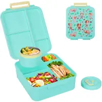 Unyqoos Kinderfreundliche, auslaufsichere Brotdose mit 4 Fächern, BPA‑frei, Edelstahl-Innenraum, doppelt vakuumisoliert – Lunchbox für Kinder und Erwachsene