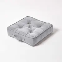 Unyqoos Sitzkissen 40 x 40 cm, silbergrau – 100% Baumwolle, Polyesterfüllung, geripptes Dekokissen für Boden, Stuhl & vielseitige Wohnbereiche