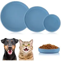 Unyqoos Set – 3 flache Silikon-Katzennäpfe 18×2,5 cm, BPA‑frei, rutschfest, spülmaschinen- & mikrowellenfest für Trocken- & Nassfutter