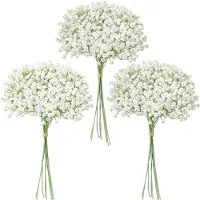 Unyqoos 24er-Set realistische Kunstblumen (Gypsophila) – flexible, ungiftige Kunststoffstiele, pflegeleicht für Deko, Hochzeit & Vase