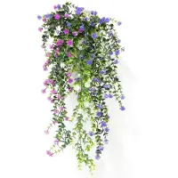 Unyqoos 3er-Set künstliche Hängepflanzen, 80 cm – pflegefreie Innen- & Außendeko, rosa/weiß/lila, Blätter & Blüten aus Kunststoff, draht-umwickelte Stiele
