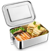 Unyqoos Edelstahl-Lunchbox mit herausnehmbaren Fächern, auslaufsicher durch Silikondichtung & Clipverschlüsse, lebensmittelecht, spülmaschinenfest – für Schule, Büro & Outdoor