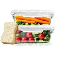 Unyqoos 2er-Set Glas-Frischhaltedosen 1040 ml – luftdichte weiße Deckel, mikrowellen-, ofen-, geschirrspüler- und kühlschrankgeeignet