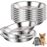 Unyqoos 12er-Set flache Futternäpfe aus Edelstahl für Katzen & kleine Hunde – niedrig-breites Design, stapelbar, spülmaschinenfest, geruchstral
