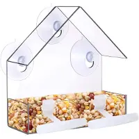 Unyqoos Transparentes Fenster-Vogelfutterhaus aus Acryl mit 3 starken Saugnäpfen – Futterstation zur Vogelbeobachtung für Wildvögel & Gartentiere