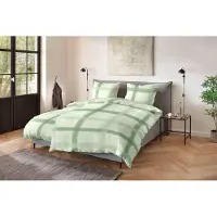 PRIMERA Soft-Seersucker Bettwäsche 155x220 Karo kariert grün lind 213070-05