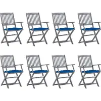Syfax Klappbare Gartenstühle 8 Stk. mit Kissen Massivholz Akazie