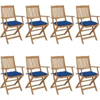 vidaXL BESTE 2022 Outdoor-Stuhl Stilvollen mit robustem ,Klappbare 8er Set Gartenstühle mit Kissen Massivholz Akazie Relaxsessel Armlehnstuhl mit Premium & schlichten Design *HOM
