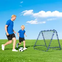 SUGIFT Fußball Rebounder doppelseitig, klappbar Prellwand 5 Winkel, Rückprallwand PE-Netz Stahl, Blau | 100 x 90 cm | 5,9 kg | Jugendliche & Handball