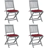 vidaXL BESTE 2022 Outdoor-Stuhl Stilvollen mit robustem ,Klappbare 4er Set Gartenstühle mit Kissen Massivholz Akazie Relaxsessel Armlehnstuhl mit Premium & schlichten Design *HOM