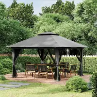 SUGIFT Faltpavillon Pop-Up, höhenverstellbar 3-stufig, Partyzelt Faltzelt mit Netzwänden Lüftungsdach, Dunkelgrau | 4 x 4 m | 2,63–2,83 m Höhe | 20,5 kg