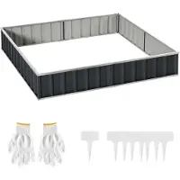 BundiGlassware Hochbeet aus Stahl DIY Gartenbeet mit T-Form-Pflanzenschilder Handschuhe Pflanzenbeet Kräuterbeet Blumentreppe für Balkon Garten Dunkelgrau 258 x 90 x 30 cm