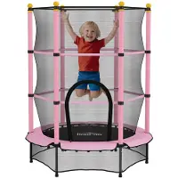 HOMCOM Kinder Trampolin Ø140 cm, Trampolin für Kinder 3-10 Jahre, Rosa