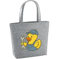 Hellweg Druckerei Huuraa Filzshopper Quietscheente Kfz-Mechatronik Comic Gummiente 22 Liter Grey Melange Filztasche Geschenkidee