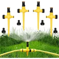 Famanu 4 Stück 360-Grad-drehbare Gartenschlauchpistole, Gartenschlauchpistole, Gartenschlauchpistole, automatische Bewässerung, einstellbar, orangefarben