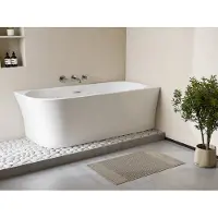 Vente-unique Eckbadewanne - 201 L - 150 x 75 x 59 cm - Weiß - Acryl - Rechte Ecke - PONTICOLA